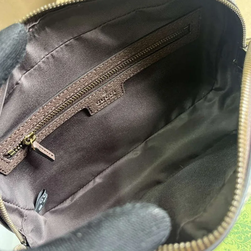 Gucci 760019 Gucci Savoy Toaletní taška s webem Hnědá