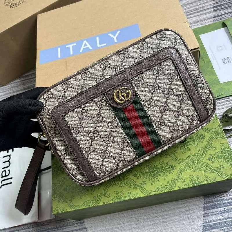 Gucci 760245 Ophidia GG Pouch Bag Hnědá