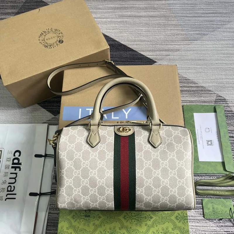 Gucci 772061 Gucci Ophidia GG Malá taška s horním držadlem ovesná