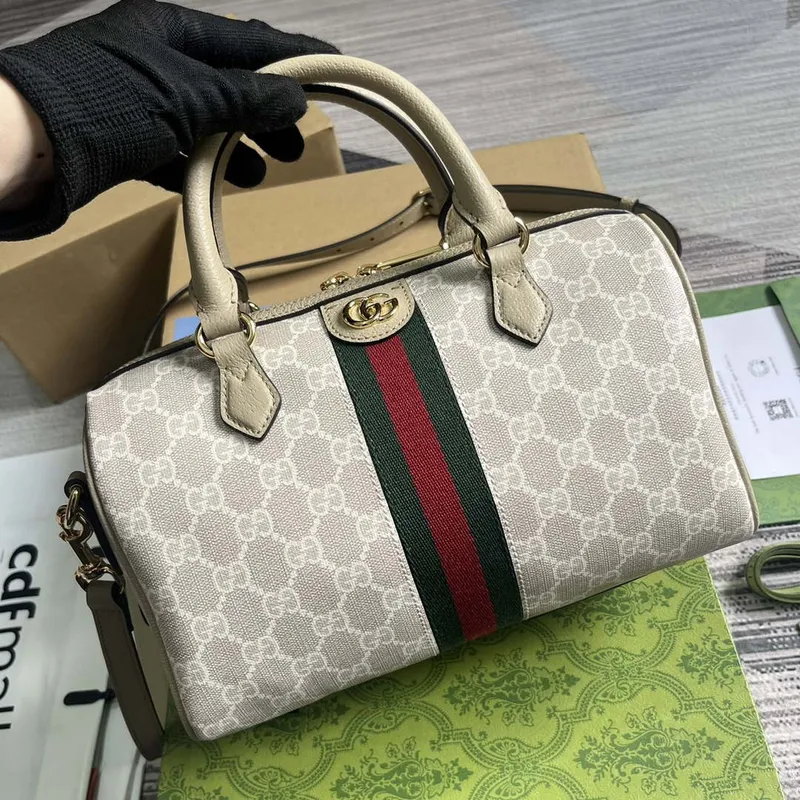 Gucci 772061 Gucci Ophidia GG Malá taška s horním držadlem ovesná