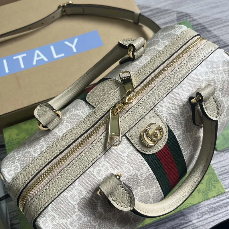Gucci 772061 Gucci Ophidia GG Malá taška s horním držadlem ovesná