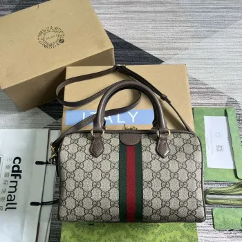 Gucci 772061 Gucci Ophidia GG Malá kabelka s horním uchopem Hnědá