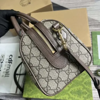 Gucci 772061 Gucci Ophidia GG Malá kabelka s horním uchopem Hnědá