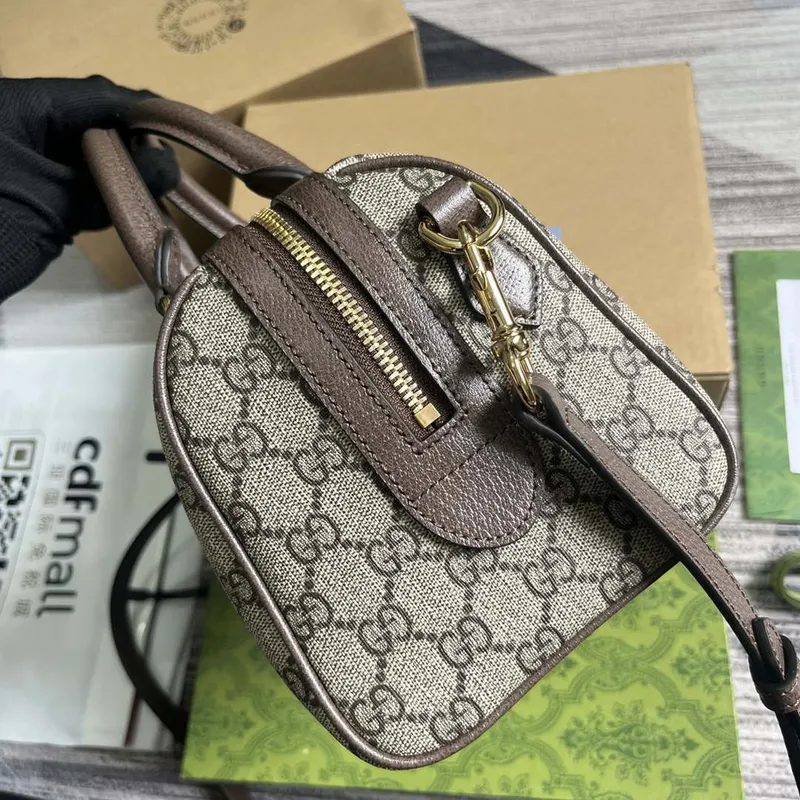 Gucci 772061 Gucci Ophidia GG Malá kabelka s horním uchopem Hnědá