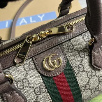 Gucci 772061 Gucci Ophidia GG Malá kabelka s horním uchopem Hnědá
