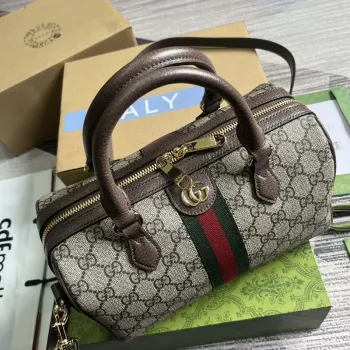 Gucci 772061 Gucci Ophidia GG Malá kabelka s horním uchopem Hnědá