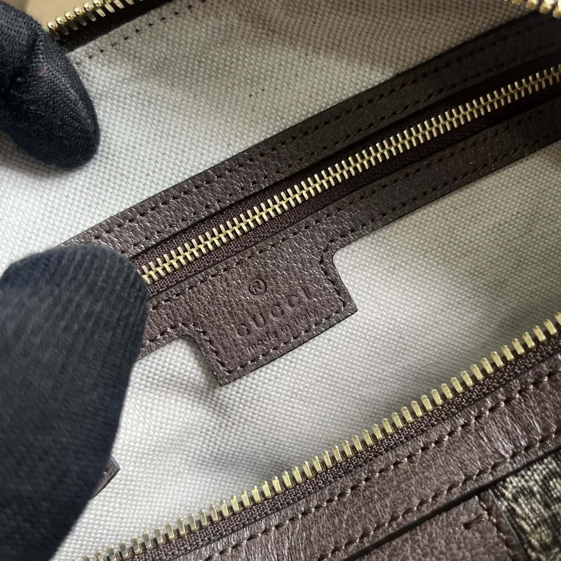 Gucci 772061 Gucci Ophidia GG Malá kabelka s horním uchopem Hnědá