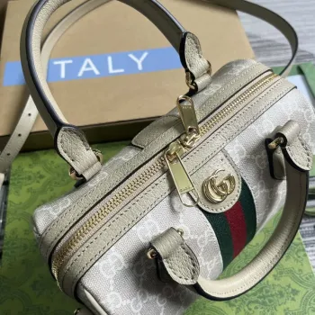 Gucci 772053 Gucci Ophidia GG Mini taška s horním uchopem Ovesná