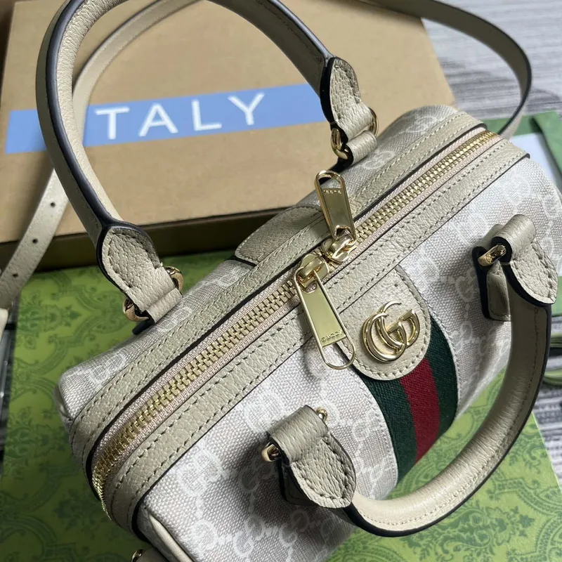 Gucci 772053 Gucci Ophidia GG Mini taška s horním uchopem Ovesná