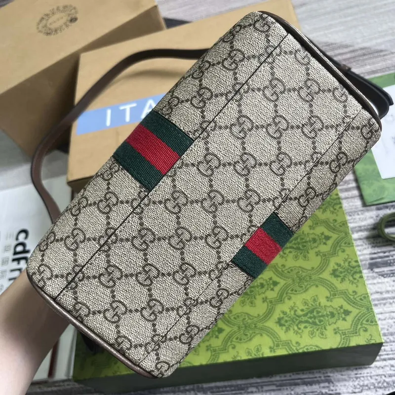 Gucci 772053 Gucci Ophidia GG Mini taška s horním držadlem Béžová