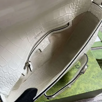 Gucci 764155 Gucci Horsebit 1955 Kabelka přes rameno bílá/krokodýlí vzor
