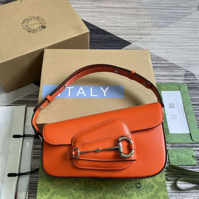Gucci 764155 Gucci Horsebit 1955 Kabelka přes rameno Oranžová