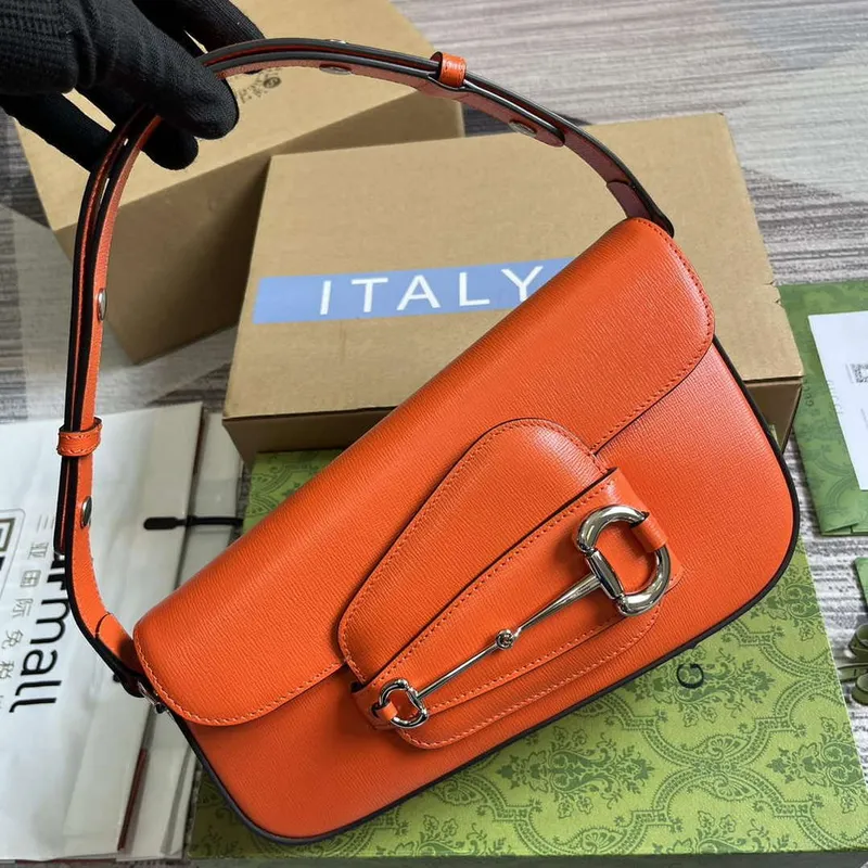 Gucci 764155 Gucci Horsebit 1955 Kabelka přes rameno Oranžová