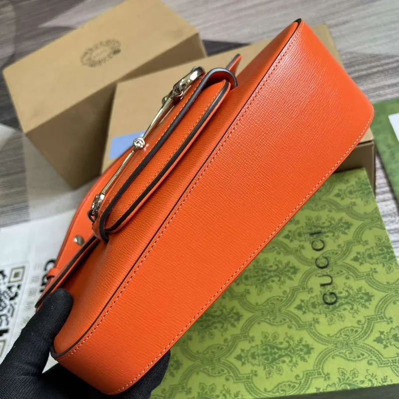 Gucci 764155 Gucci Horsebit 1955 Kabelka přes rameno Oranžová