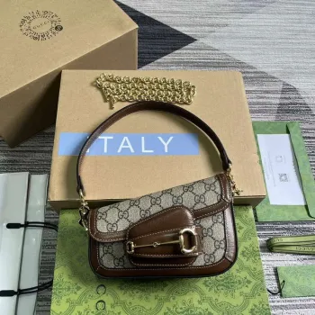 Gucci 774209 Gucci Horsebit 1955 Mini Ramenní Taška Hnědá