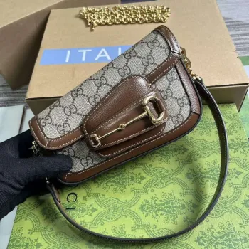 Gucci 774209 Gucci Horsebit 1955 Mini Ramenní Taška Hnědá