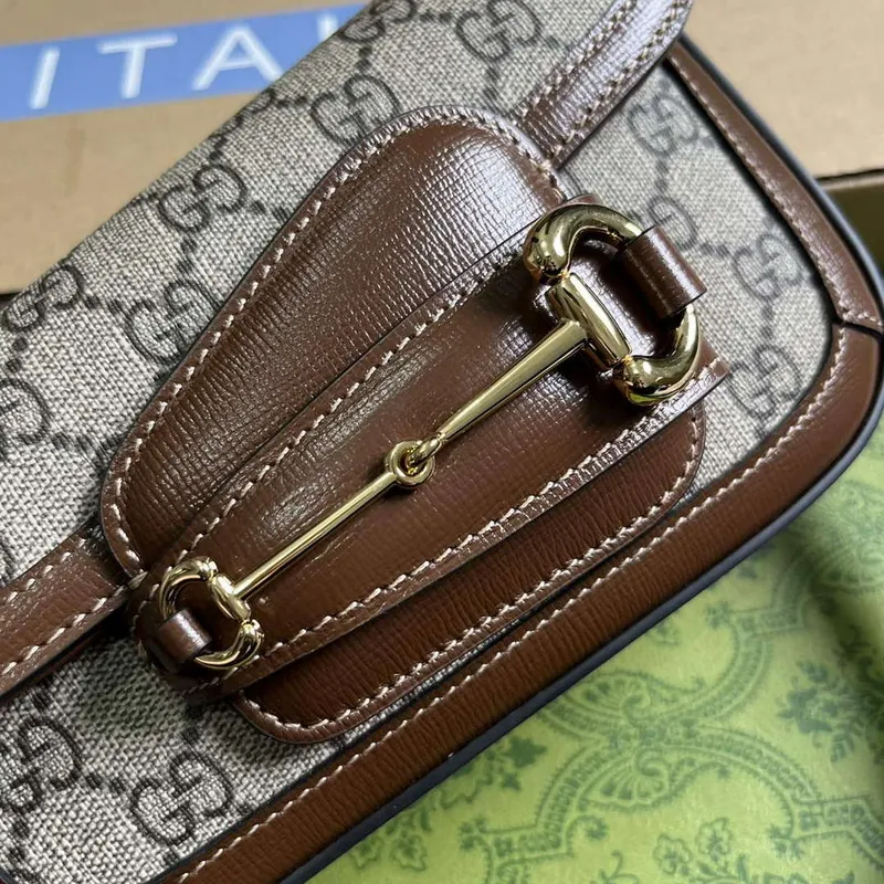 Gucci 774209 Gucci Horsebit 1955 Mini Ramenní Taška Hnědá