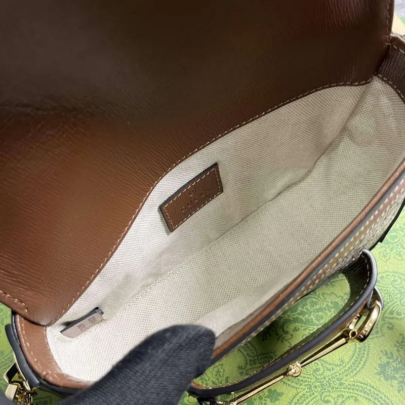 Gucci 774209 Gucci Horsebit 1955 Mini Ramenní Taška Hnědá