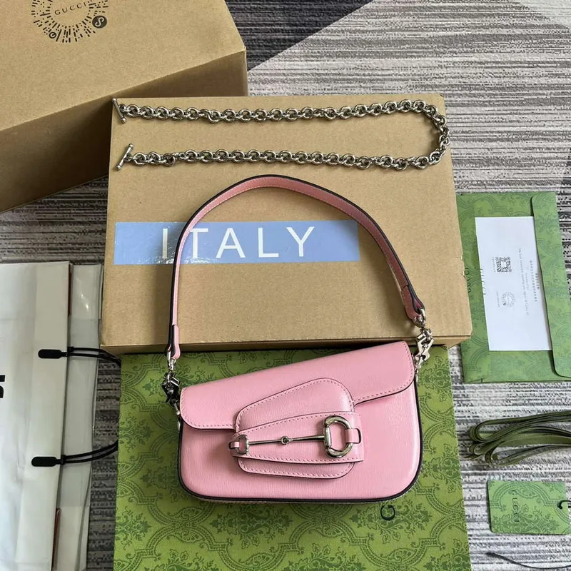 Gucci 774209 Gucci Horsebit 1955 Mini Ramenní Taška Růžová