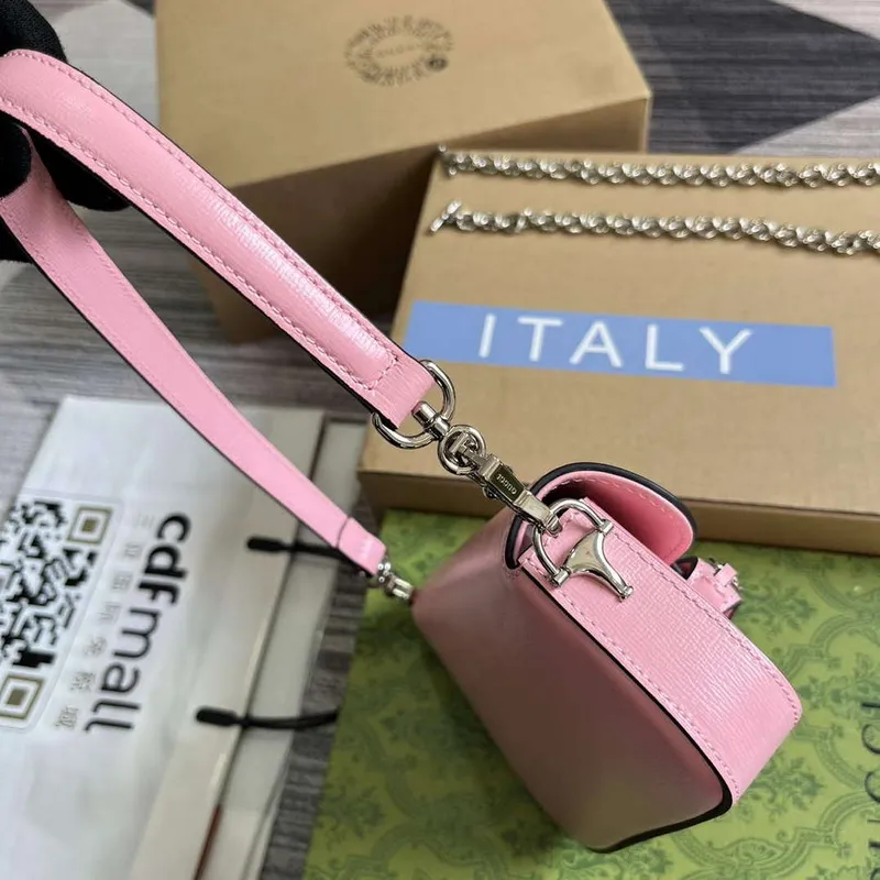 Gucci 774209 Gucci Horsebit 1955 Mini Ramenní Taška Růžová