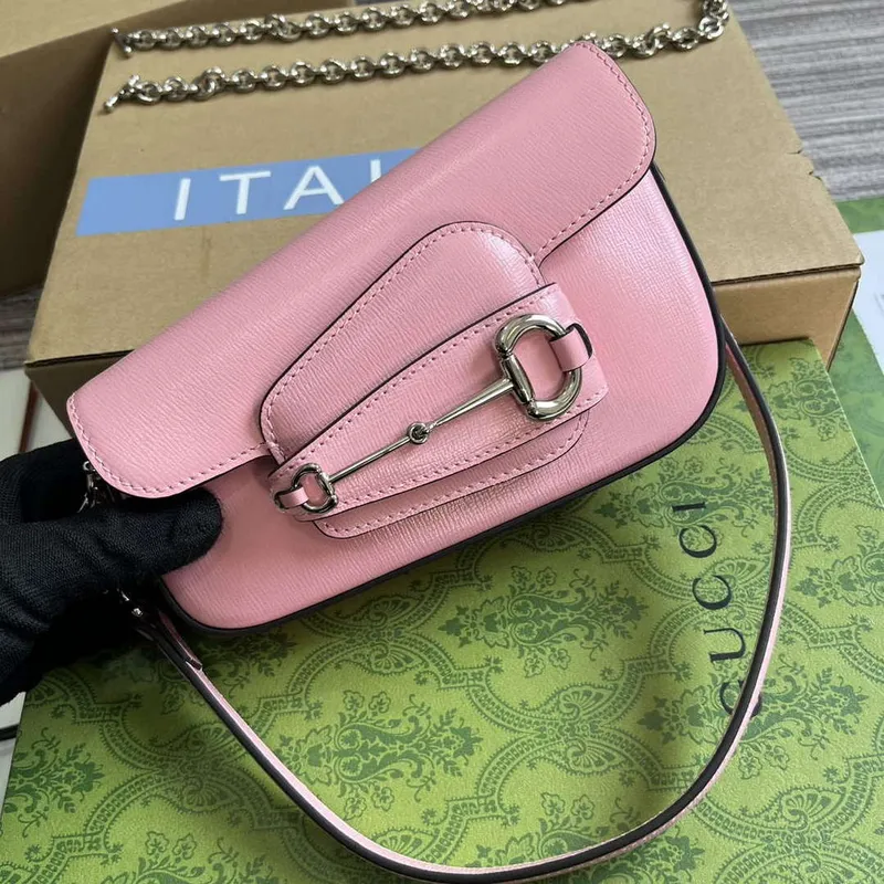 Gucci 774209 Gucci Horsebit 1955 Mini Ramenní Taška Růžová