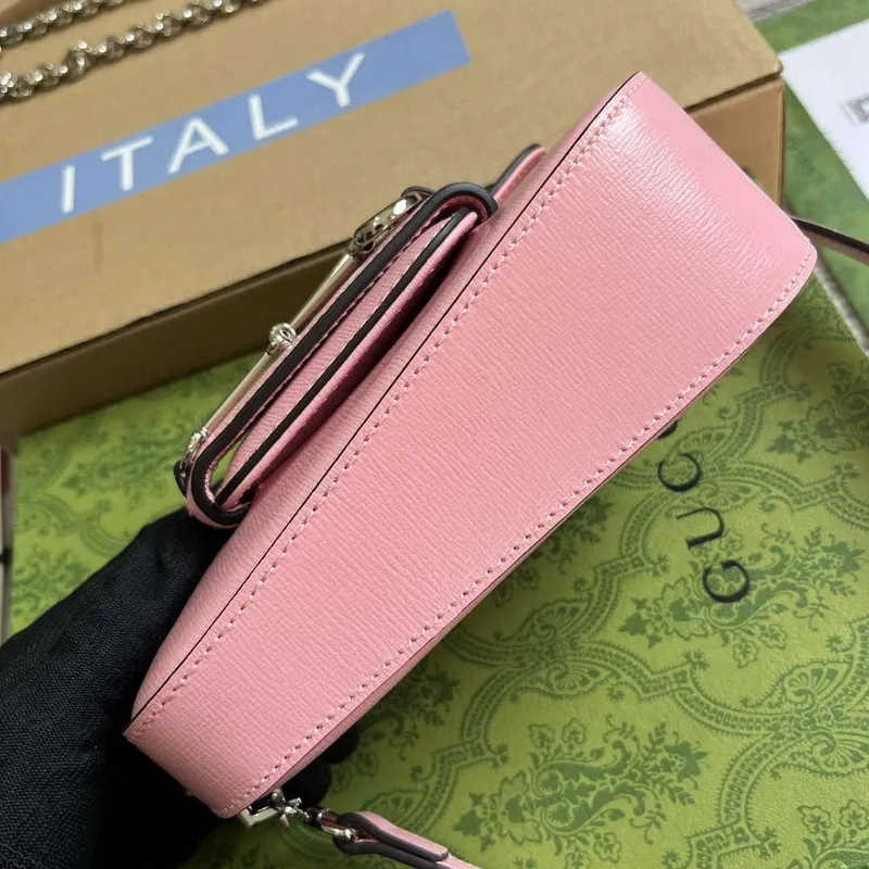 Gucci 774209 Gucci Horsebit 1955 Mini Ramenní Taška Růžová