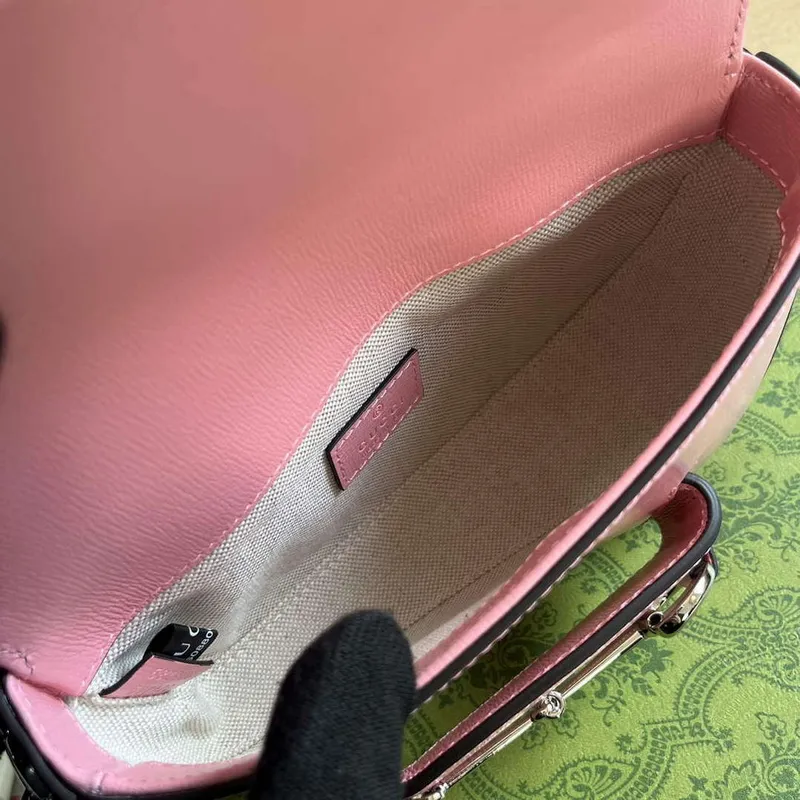 Gucci 774209 Gucci Horsebit 1955 Mini Ramenní Taška Růžová