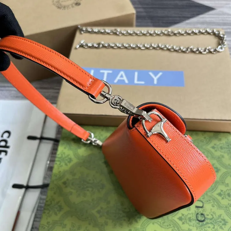 Gucci 774209 Gucci Horsebit 1955 Mini Ramenní Taška Oranžová