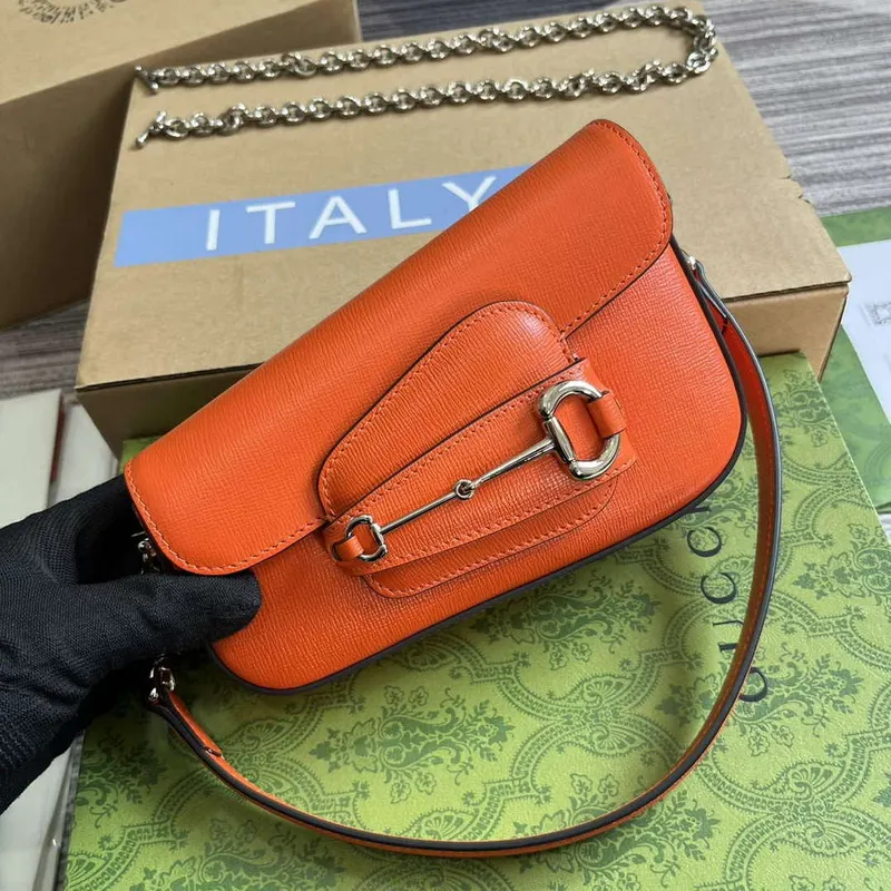Gucci 774209 Gucci Horsebit 1955 Mini Ramenní Taška Oranžová