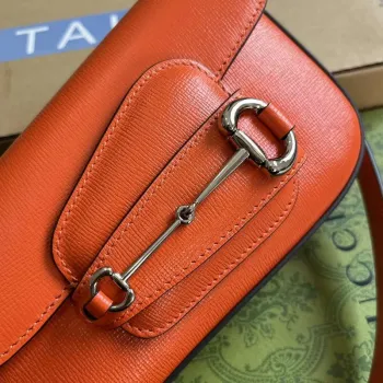 Gucci 774209 Gucci Horsebit 1955 Mini Ramenní Taška Oranžová