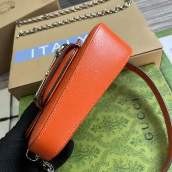 Gucci 774209 Gucci Horsebit 1955 Mini Ramenní Taška Oranžová