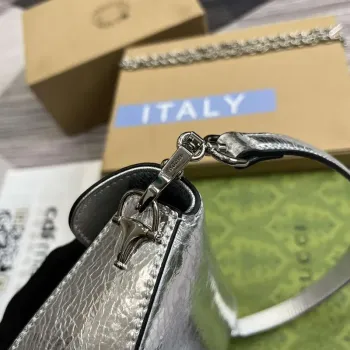 Gucci 774209 Gucci Horsebit 1955 Mini Ramenní Taška Stříbrná