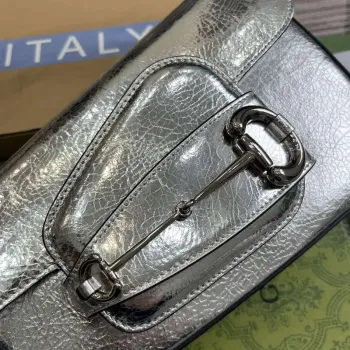 Gucci 764155 Gucci Horsebit 1955 Kabelka přes rameno Stříbrná