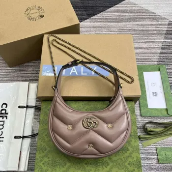 Gucci 770983 GG Marmont Mini taška ve tvaru půlměsíce světle růžová