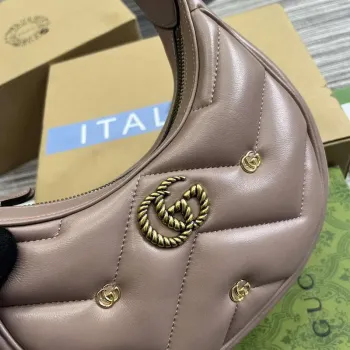 Gucci 770983 GG Marmont Mini taška ve tvaru půlměsíce světle růžová