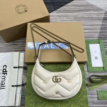 Gucci 770983 GG Marmont Mini taška ve tvaru půlměsíce bílá