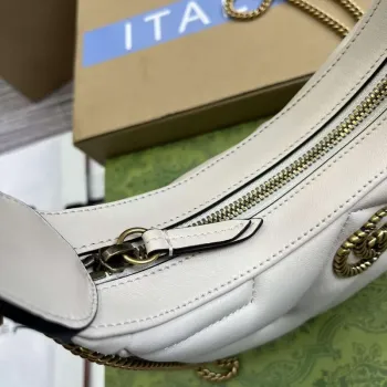 Gucci 770983 GG Marmont Mini taška ve tvaru půlměsíce bílá