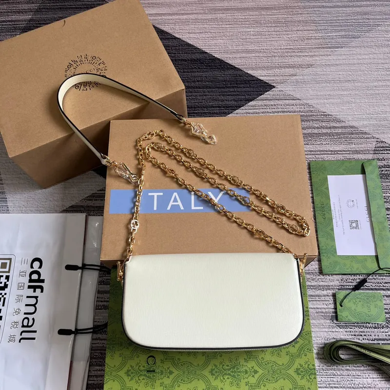 Gucci 735178 Gucci Horsebit 1955 malá ramenní taška Bílá