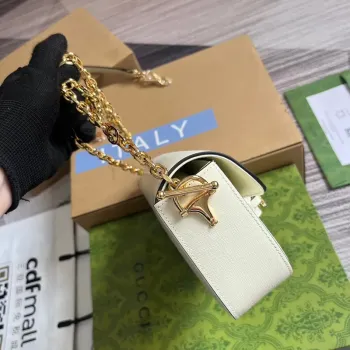 Gucci 735178 Gucci Horsebit 1955 malá ramenní taška Bílá