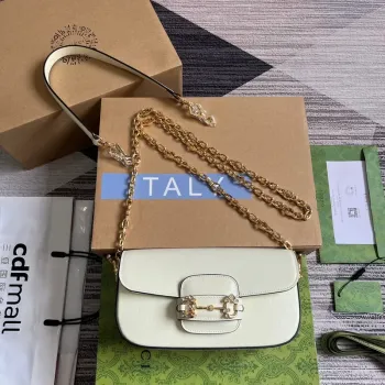 Gucci 735178 Gucci Horsebit 1955 malá ramenní taška Bílá