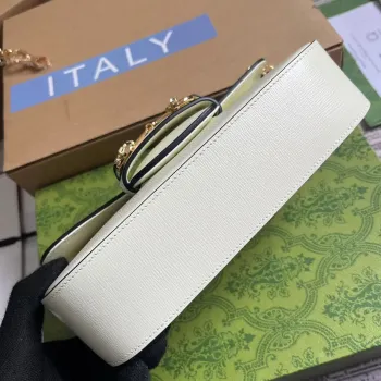 Gucci 735178 Gucci Horsebit 1955 malá ramenní taška Bílá