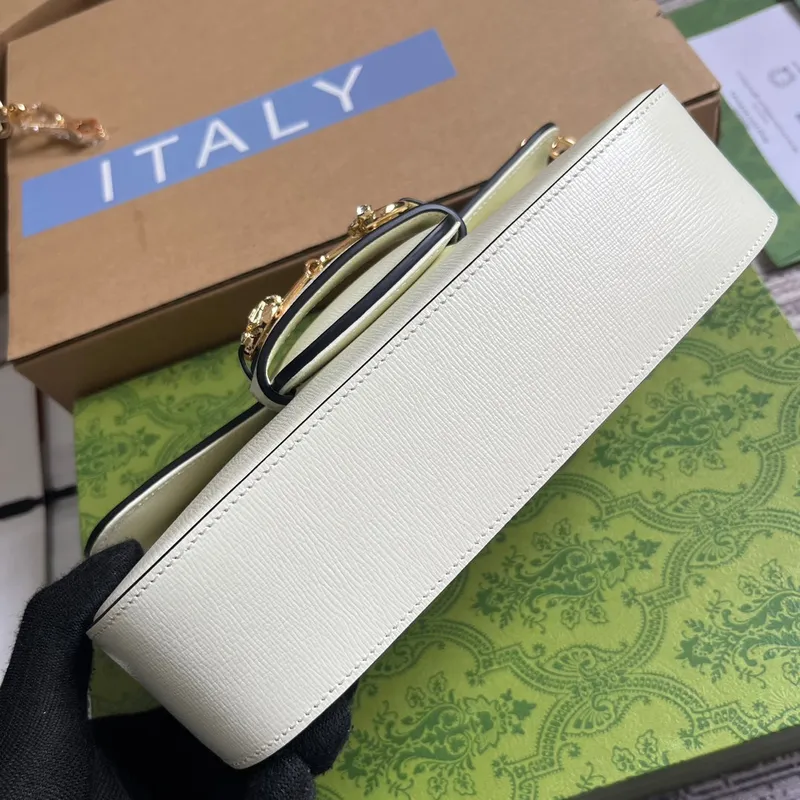 Gucci 735178 Gucci Horsebit 1955 malá ramenní taška Bílá