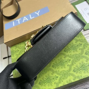 Gucci 735178 Gucci Horsebit 1955 malá kabelka přes rameno Černá
