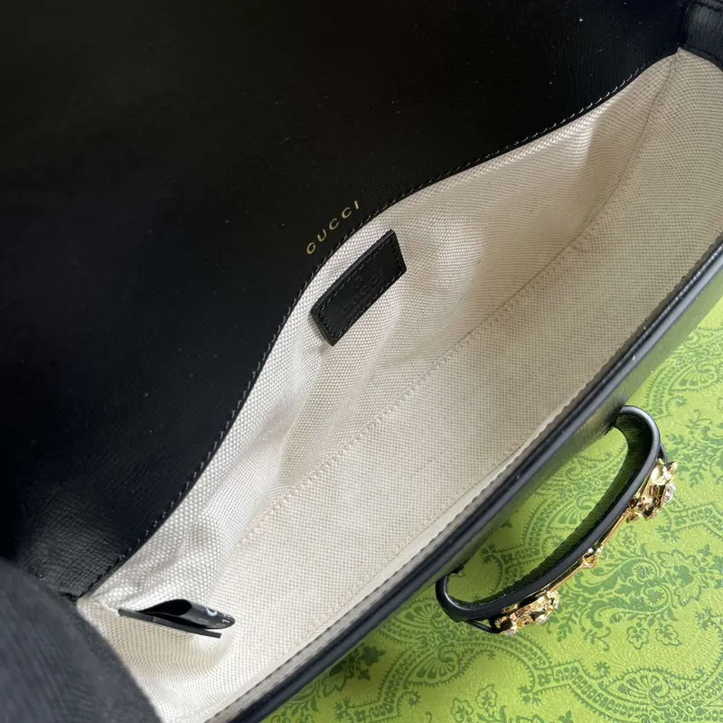 Gucci 735178 Gucci Horsebit 1955 malá kabelka přes rameno Černá