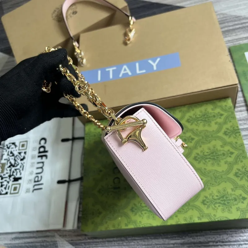 Gucci 735178 Gucci Horsebit 1955 malá kabelka přes rameno Růžová