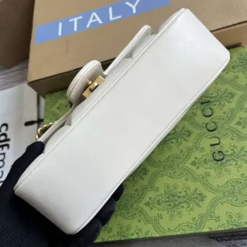 Gucci 446744 GG Marmont Mini Ramenní Taška Dvojité G Hroty Bílá