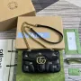 Gucci 446744 GG Marmont Mini Ramenní Taška Dvojité G Hroty Černá