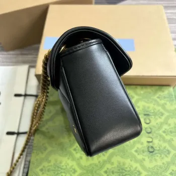 Gucci 446744 GG Marmont Mini Ramenní Taška Dvojité G Hroty Černá