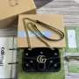 Gucci 446744 GG Marmont Mini Kabelka přes rameno Černý prošívaný samet