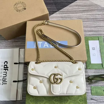 Gucci 443497 GG Marmont Malá Ramenní Taška Dvojité G Hroty Bílá